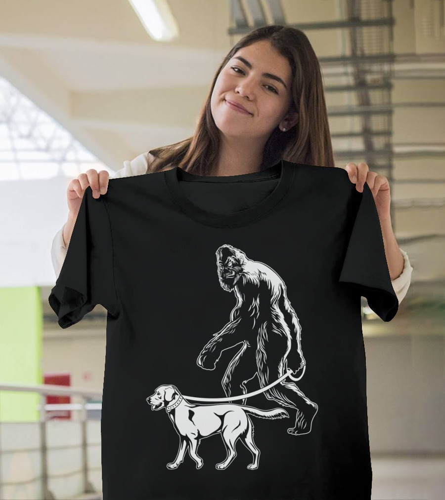 Bigfoot Walking Labrador Dog T-Shirt