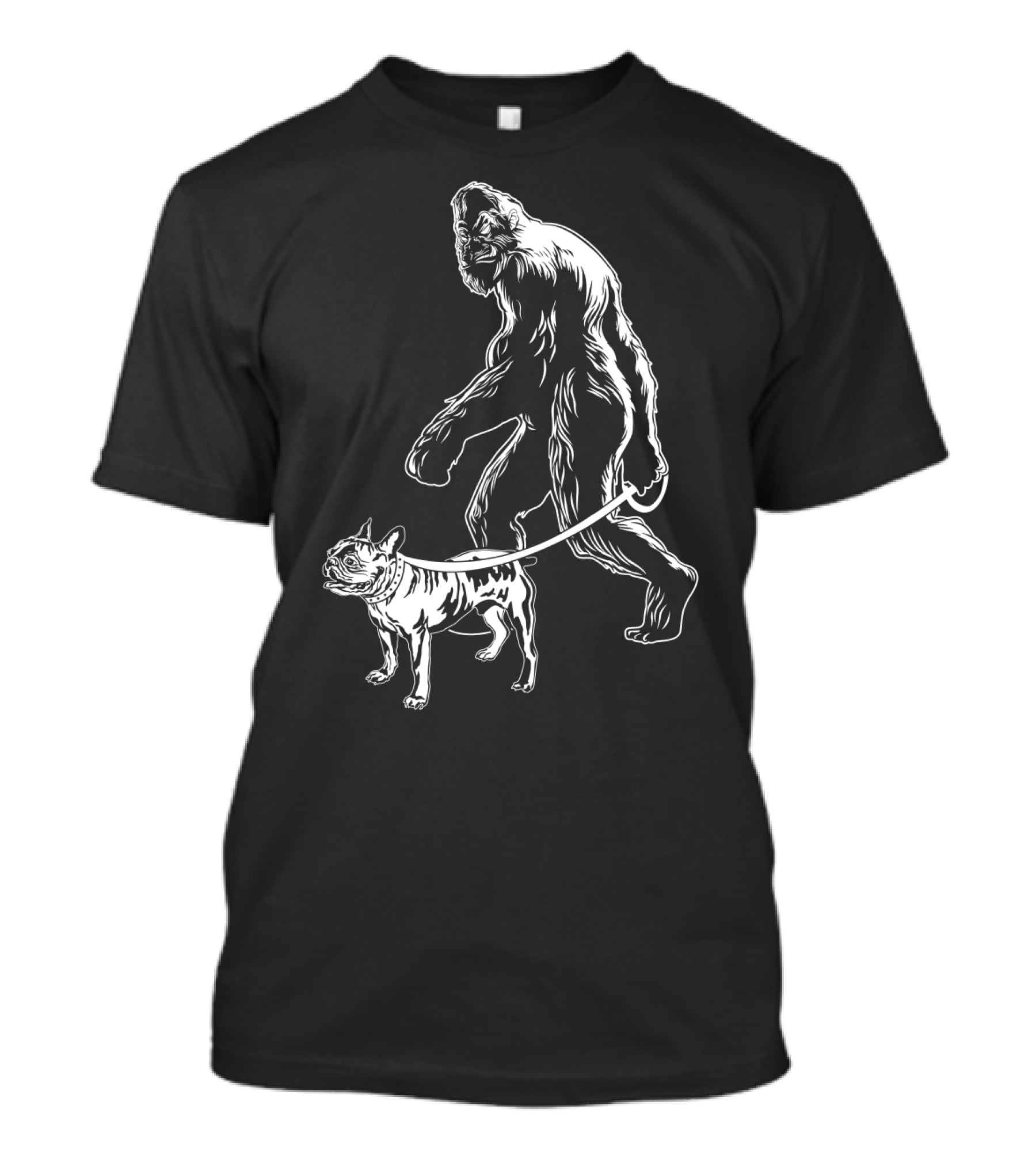 Bigfoot Walking French Bulldog Creature Companion T-Shirt