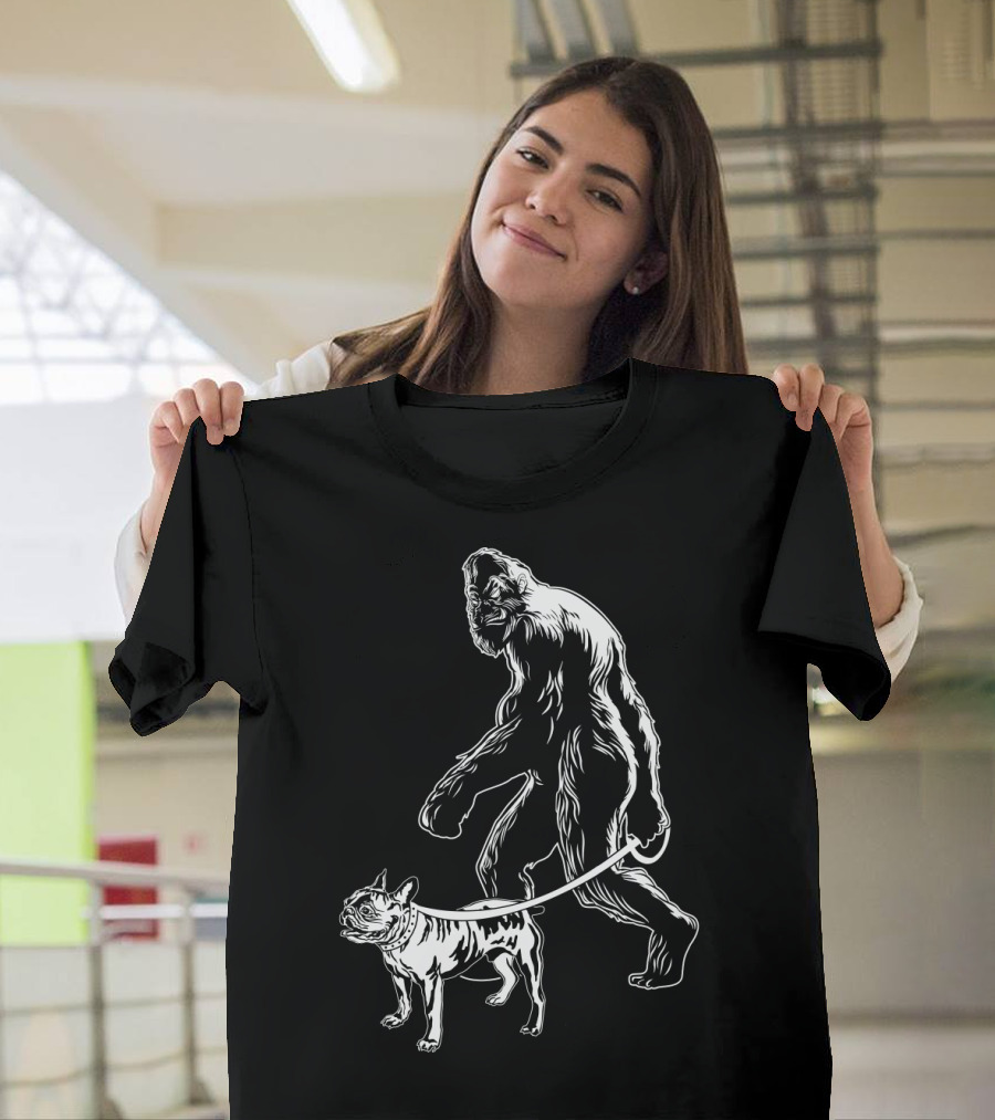 Bigfoot Walking French Bulldog Creature Companion T-Shirt