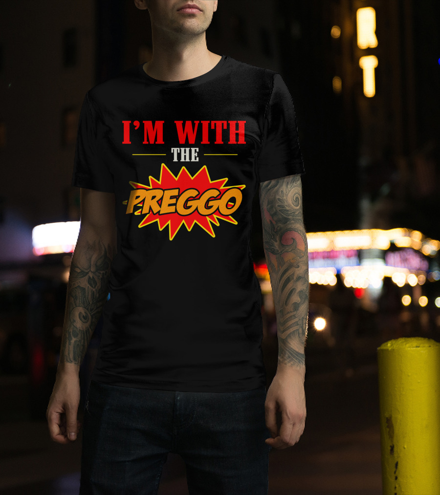 I'm With The Preggo Comic Style Burst T-Shirt