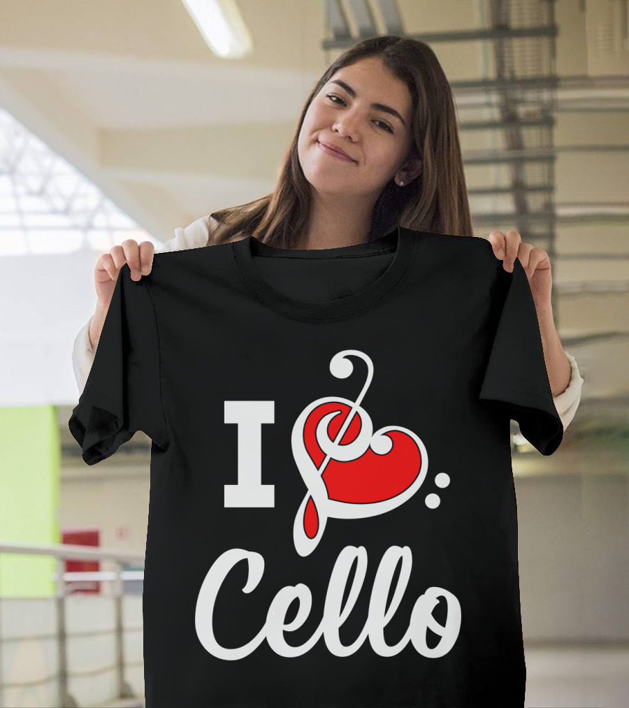 I Love Cello Treble Clef Heart T-Shirt