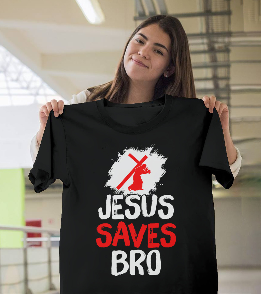 Jesus Saves Bro Bold Faith Funny Christian Premium T-Shirt