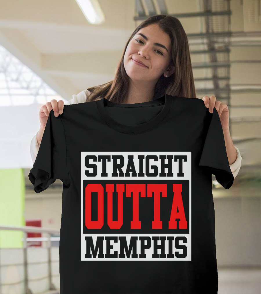 Straight Outta Memphis Bold Urban Block Text T-Shirt