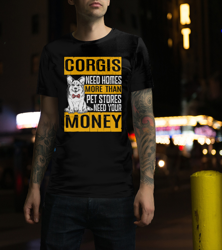 Corgis Need Homes More Than Pet Stores Need Your Money Bowtie T-Shirt