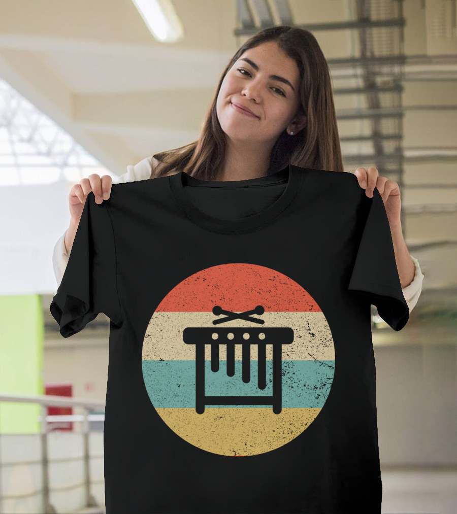 Vintage Retro Marimba Xylophone Circle Stripes T-Shirt
