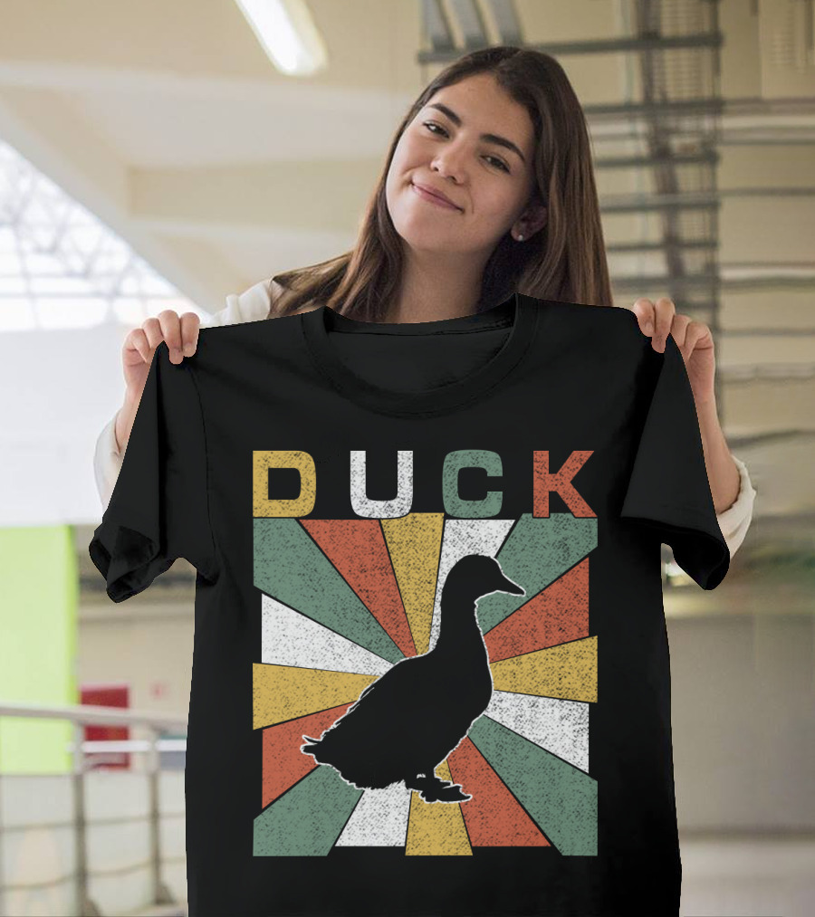 Duck Retro 70s Vintage Silhouette Sunburst T-Shirt