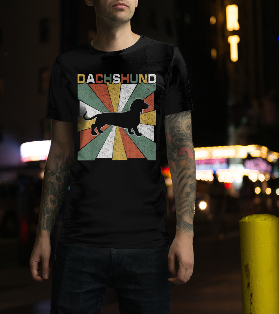 Dachshund Retro 70s Silhouette Vintage T-Shirt