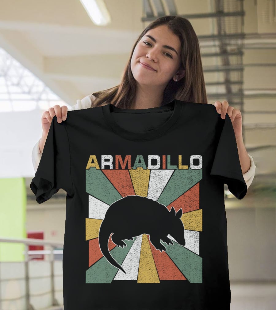 Armadillo Retro 70s Vintage Rainbow Burst T-Shirt