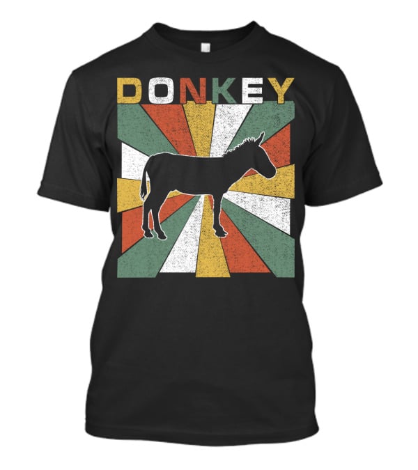 DONKEY Retro 70s Vintage Silhouette Colorful Stripes T-Shirt