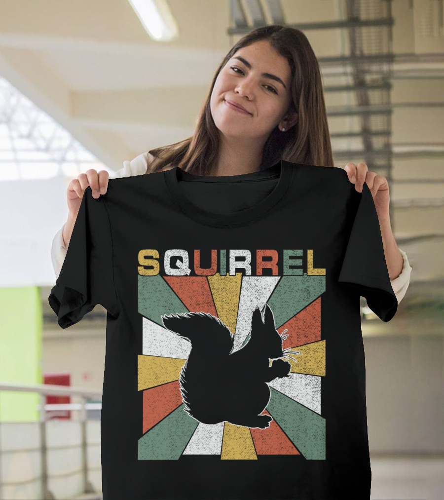 Squirrel Retro 70s Silhouette Vintage Colors T-Shirt