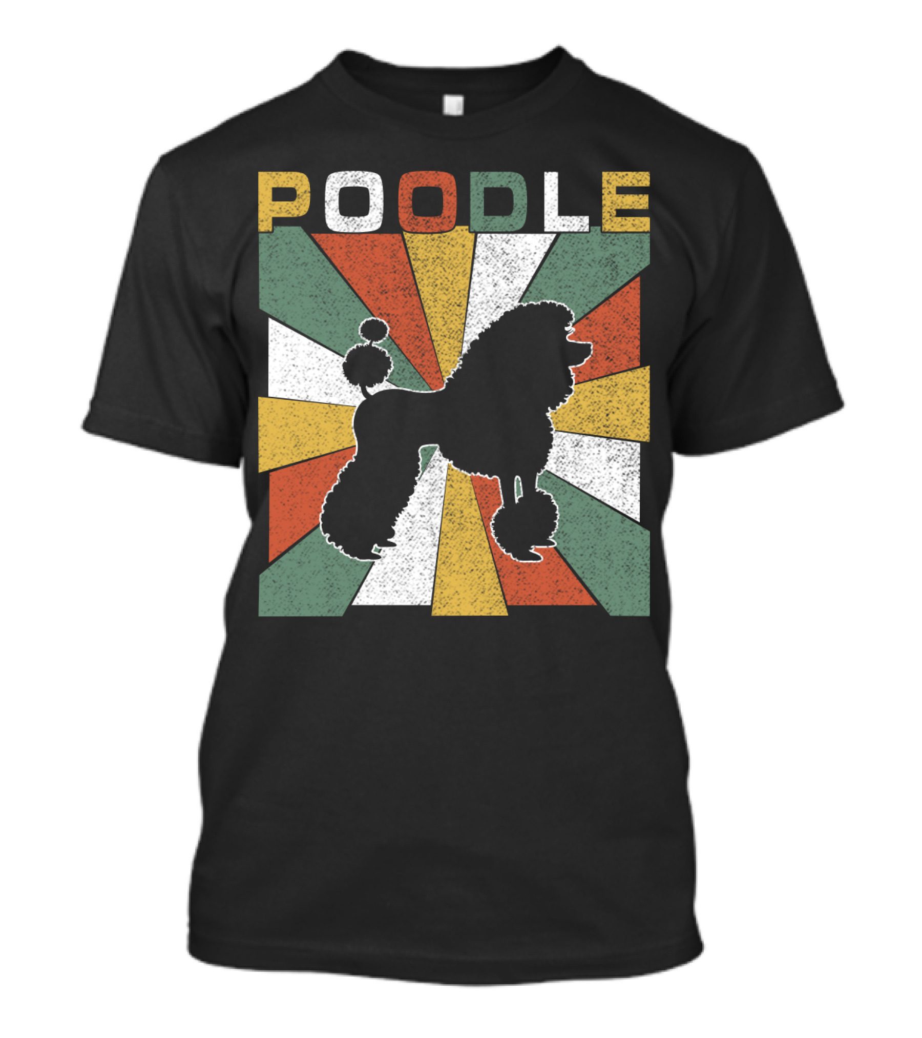 Poodle Silhouette Retro 70s Colorful Burst T-Shirt