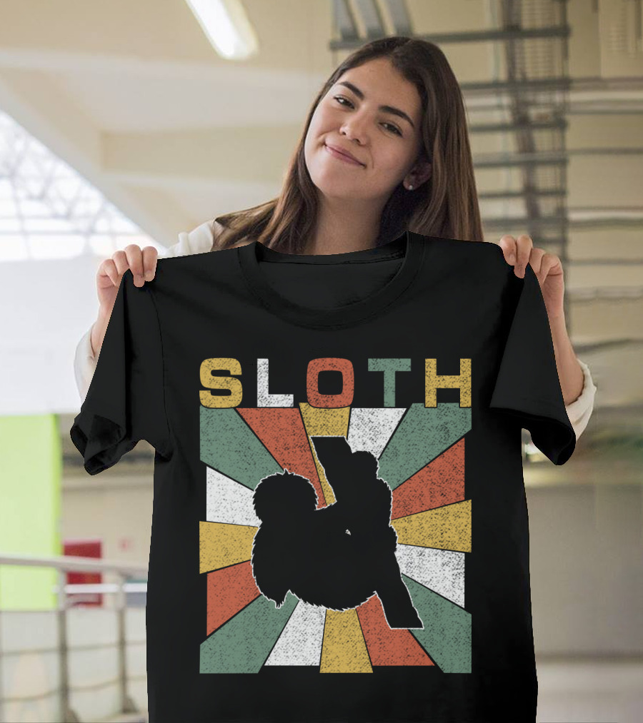 Sloth Retro 70s Vintage Colorful T-Shirt