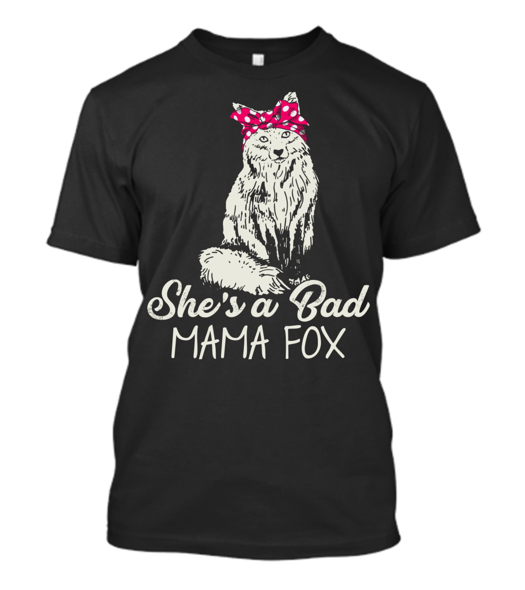 She's A Bad Mama Fox In Red Polka Dot Headscarf T-Shirt
