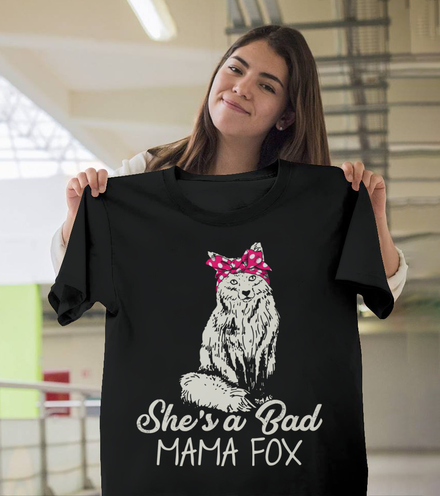 She's A Bad Mama Fox In Red Polka Dot Headscarf T-Shirt