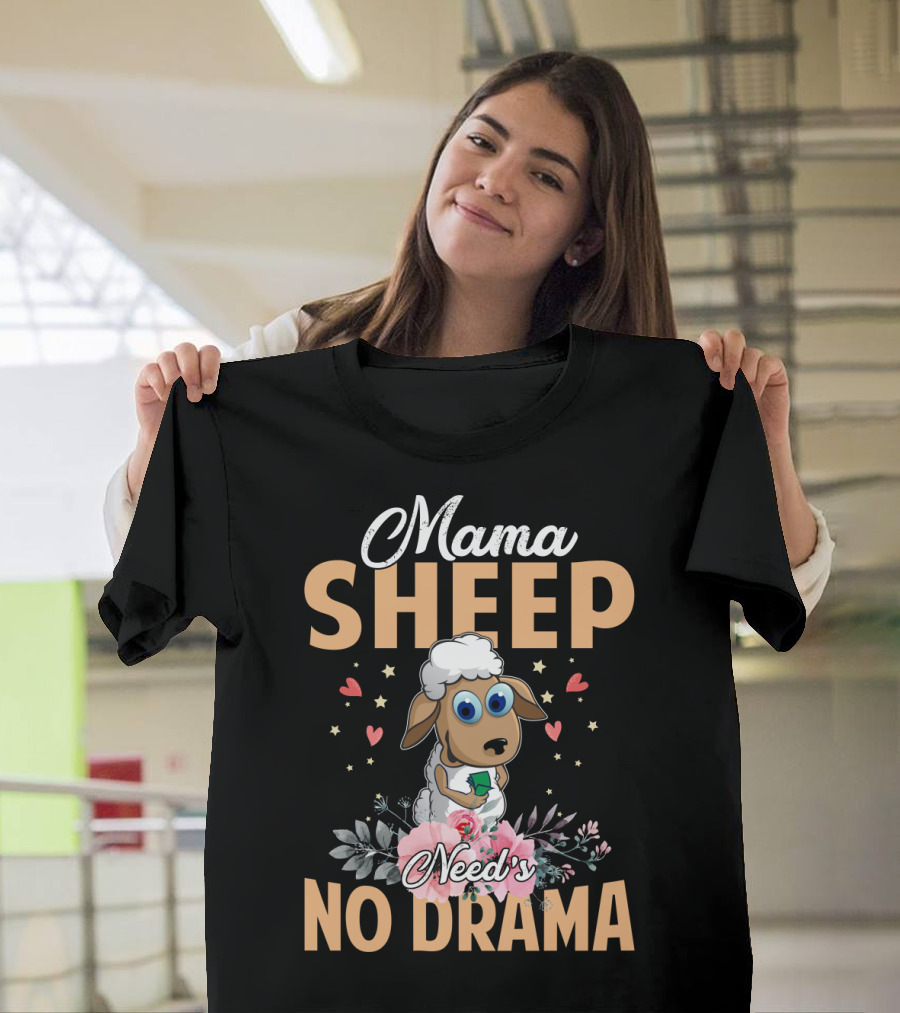 Mama Sheep Need's No Drama with Floral Hearts T-Shirt