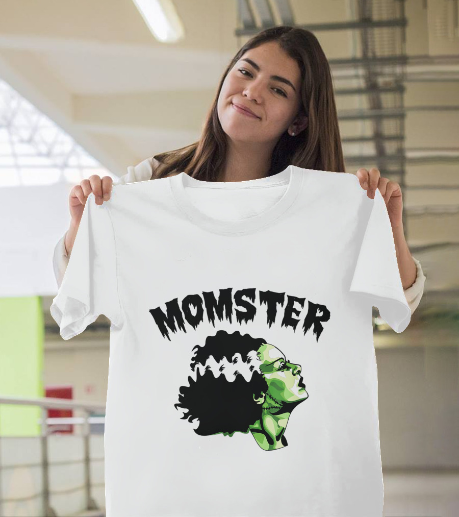 Momster Frankenstein Bride Parody Green Horror Text T-Shirt