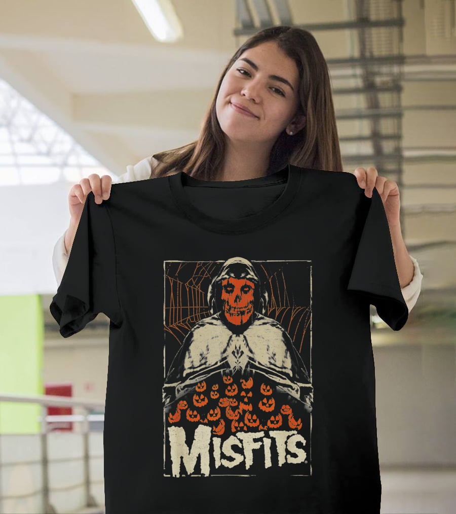 Misfits Halloween Skeleton With Jack O' Lanterns T-Shirt