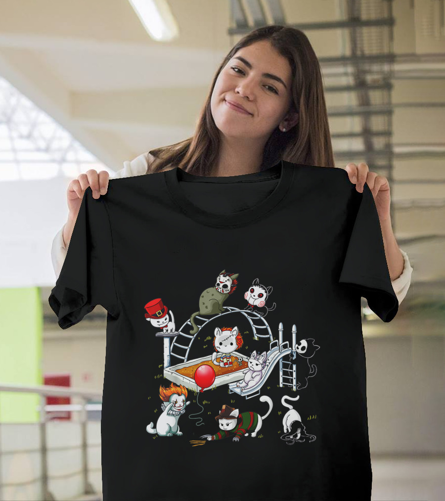 Horror Cats Playground Halloween Icons T-Shirt