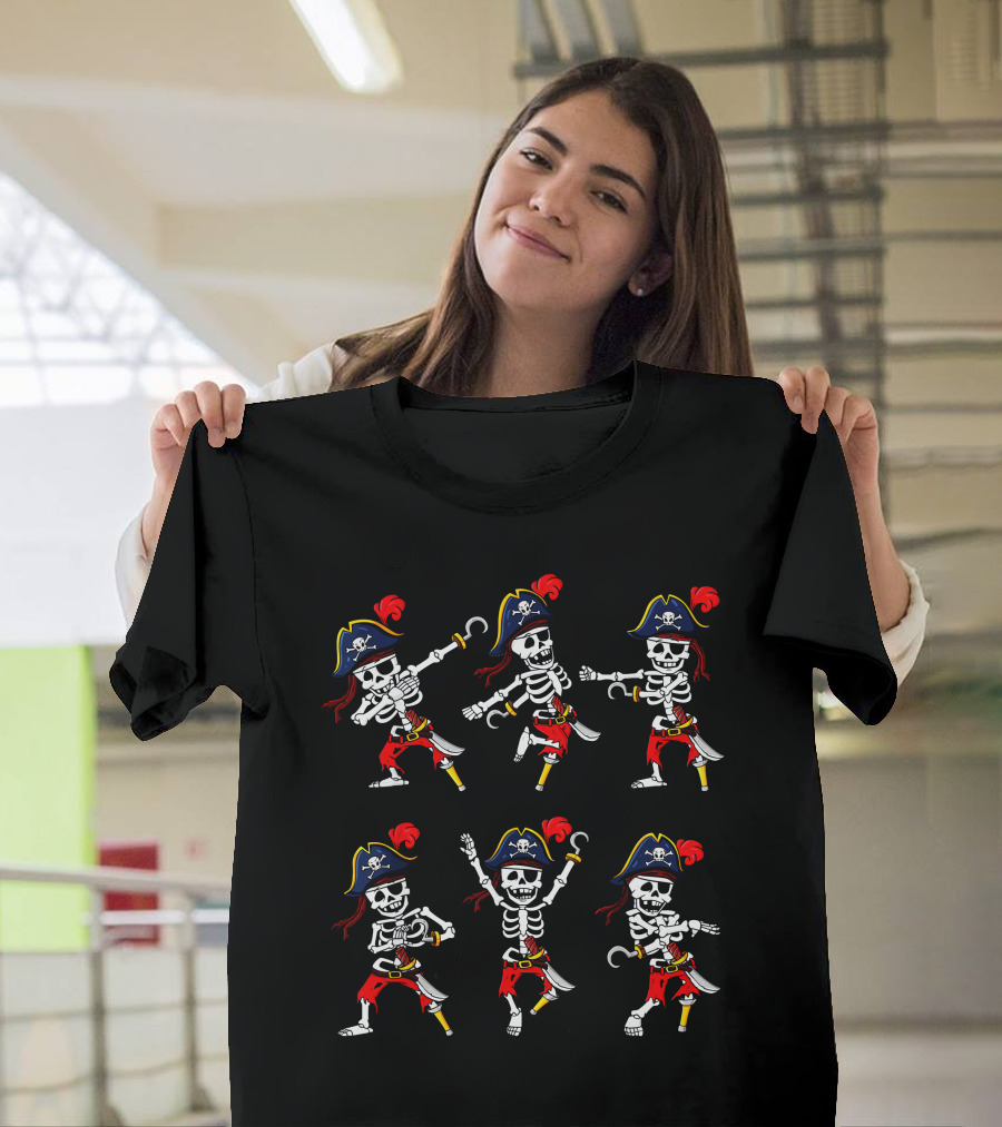 Halloween Dancing Pirate Skeletons Pirate Skeleton Challenge T-Shirt