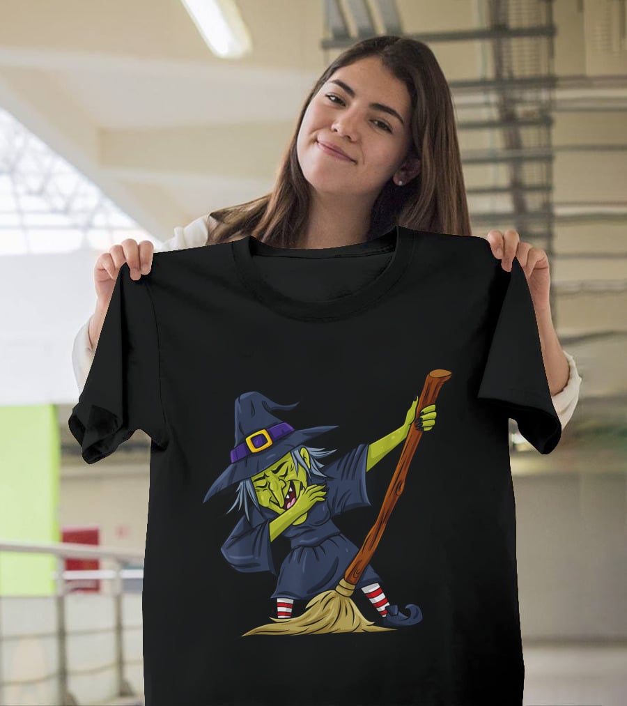 Halloween Witch Broomstick Dab Funny Dance T-Shirt