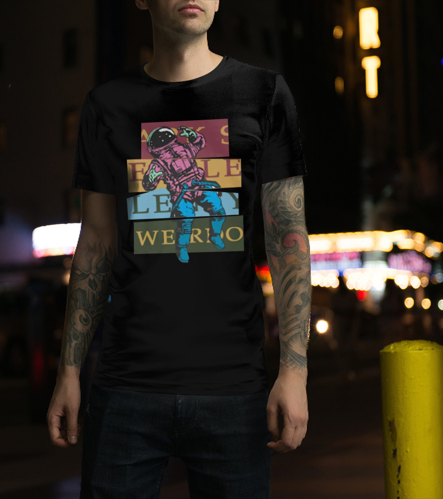 Astronaut Weirdo Brand Text Collage T-Shirt