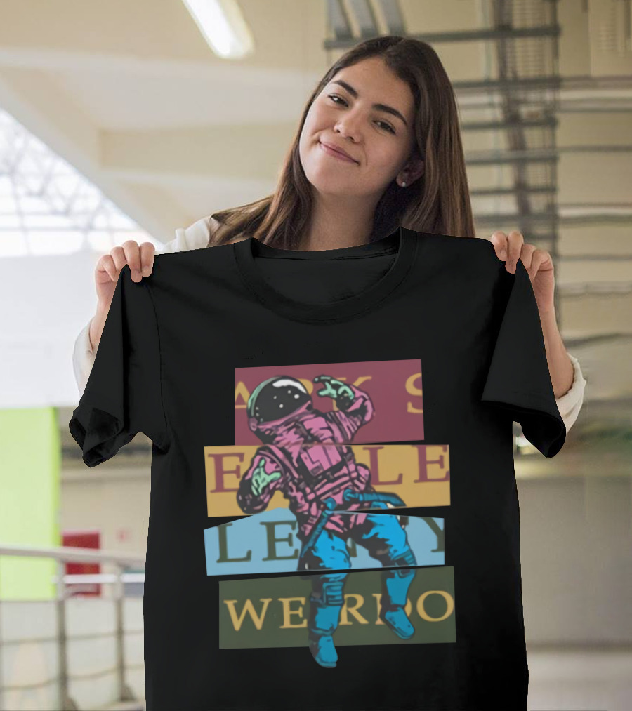 Astronaut Weirdo Brand Text Collage T-Shirt