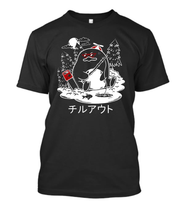 Isaacwhy Merch Chill Out Penguin With Chainsaw And Fishing Rod T-Shirt