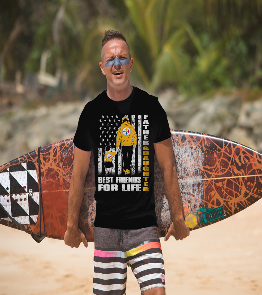 Father And Daughter Best Friends For Life Steelers Fan Flag T-Shirt