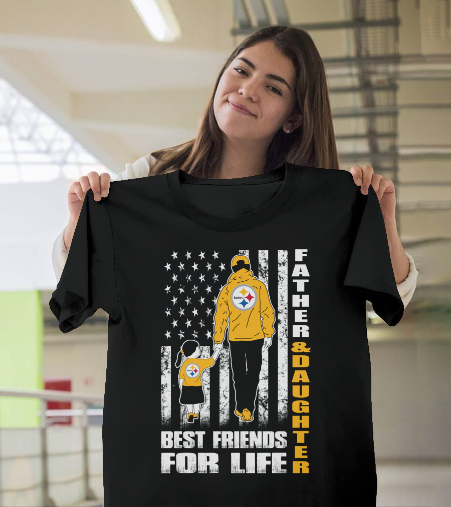 Father And Daughter Best Friends For Life Steelers Fan Flag T-Shirt