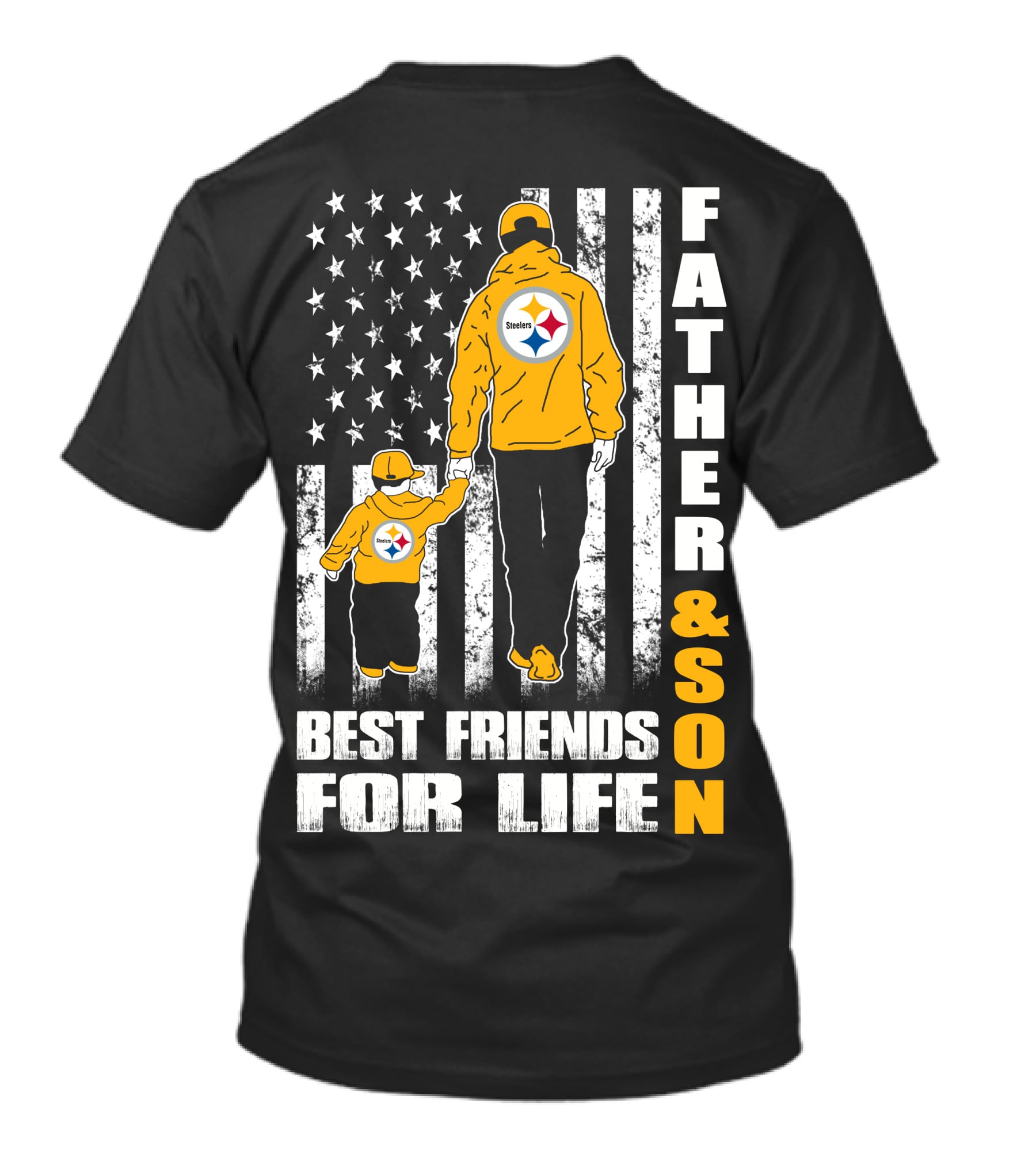 Father And Son Best Friends For Life Steelers Flag Background T-Shirt