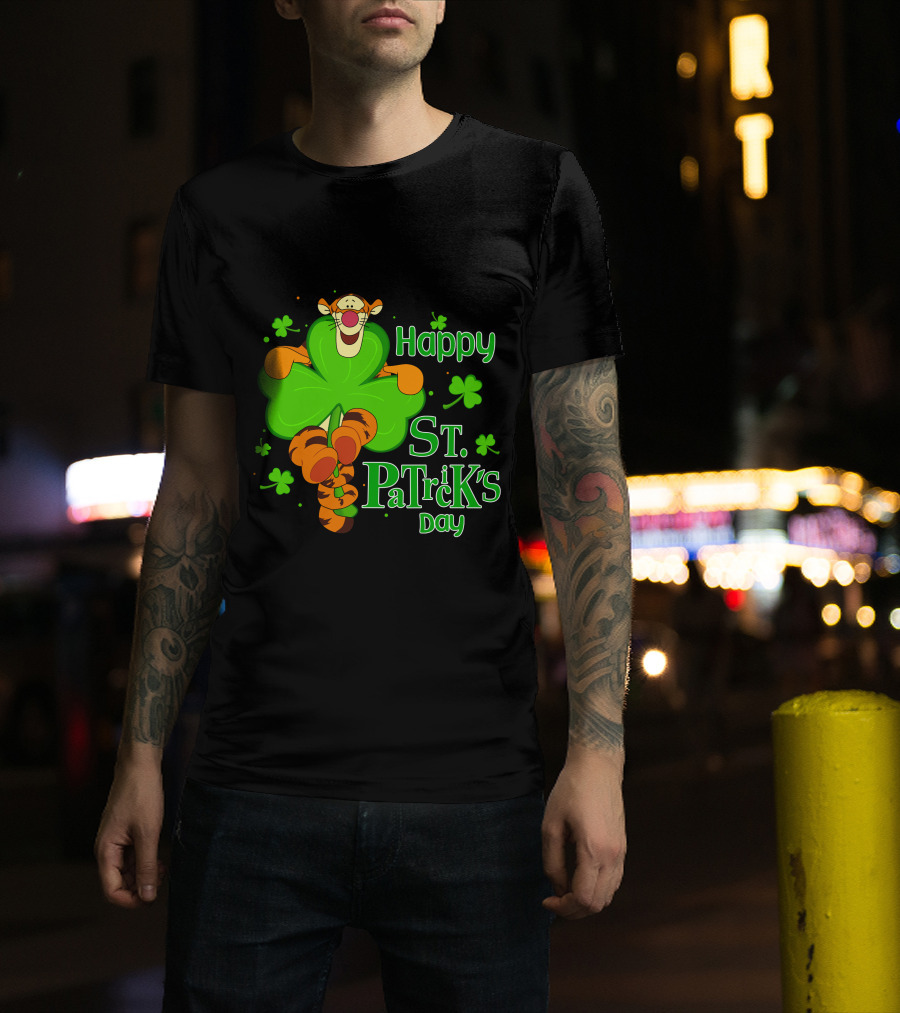 Happy St. Patrick's Day Tigger Clover T-Shirt