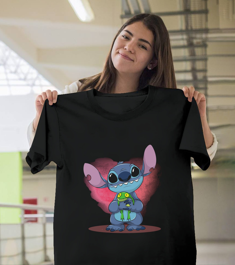 Sorry I'm Late I Didn't Want To Come Stitch Holding Frog T-Shirt