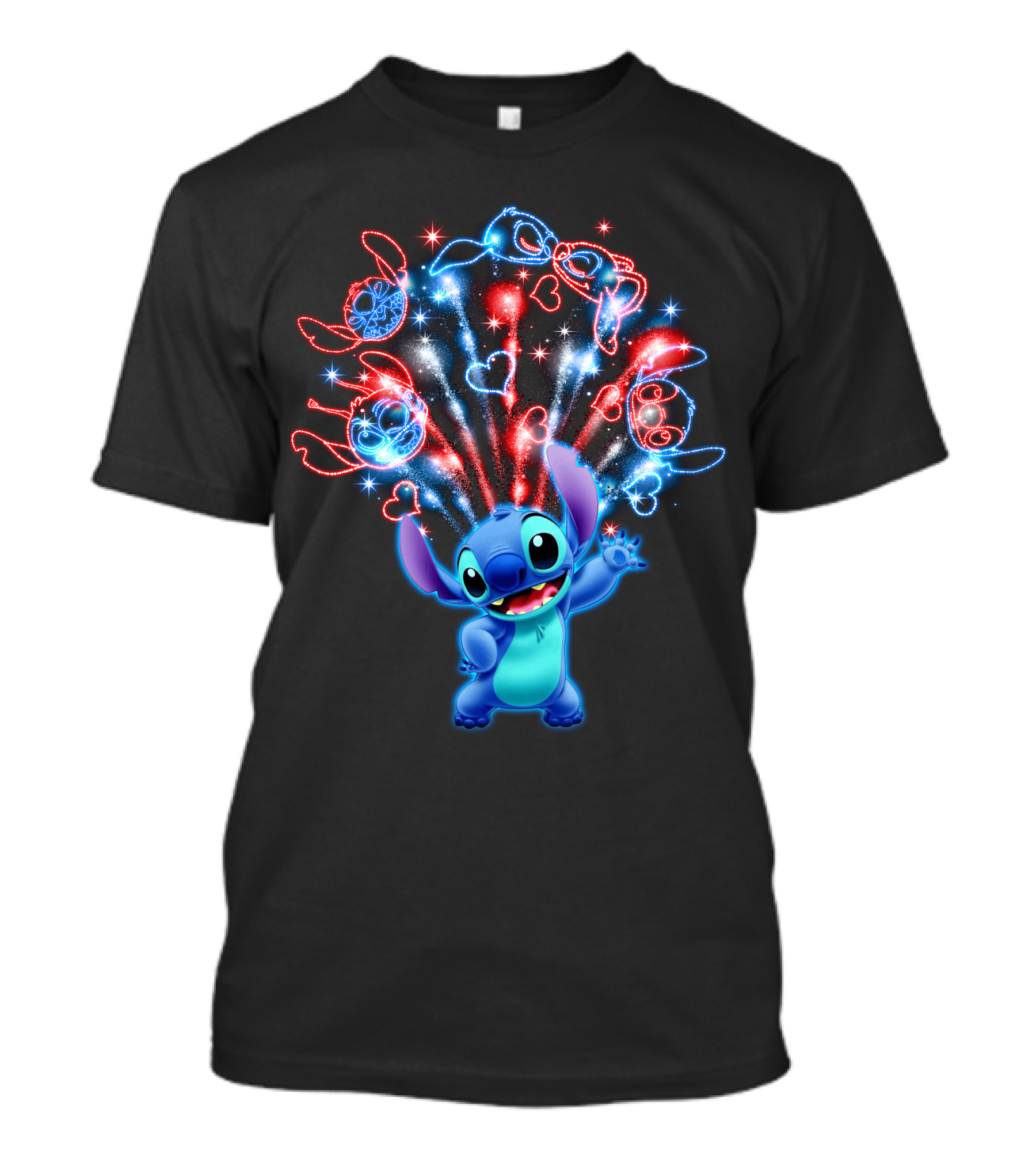 Stitch Fireworks Hearts Sparkle Fun T-Shirt