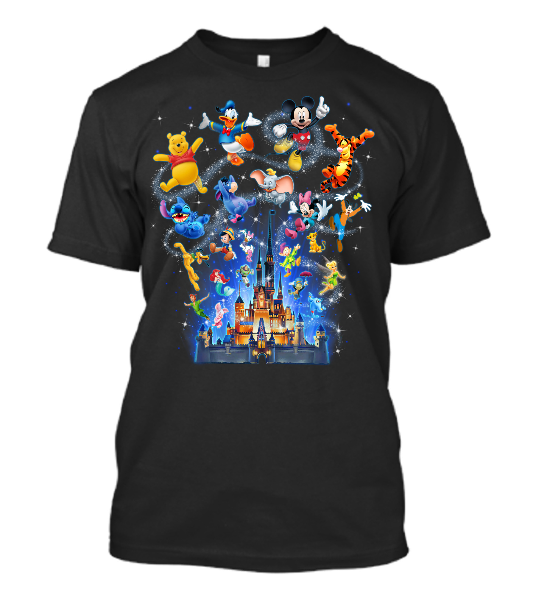 Disney Character Magic Celebration With Mickey, Donald, Pooh, Tigger, And Friends At Iconic Castle T-Shirt