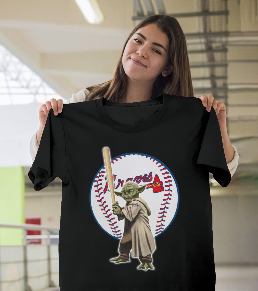 Yoda Braves Baseball Bat Star Wars Crossover Atlanta T-Shirt