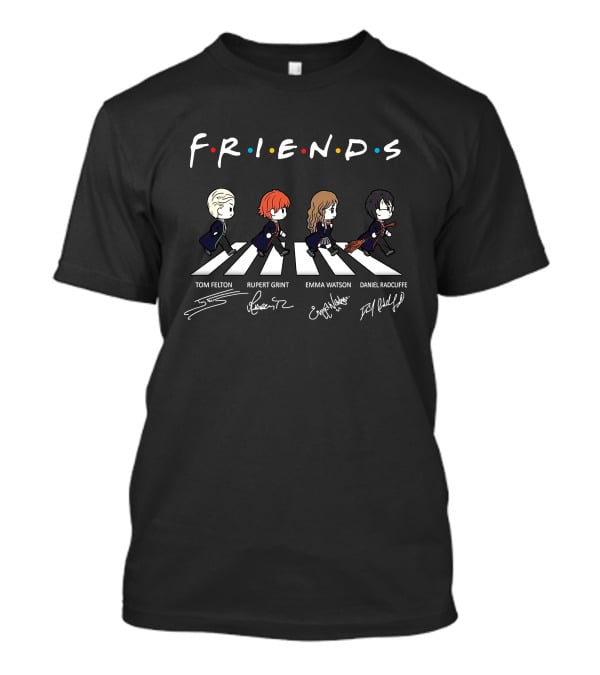 Friends Signatures Tom Felton Rupert Grint Emma Watson Daniel Radcliffe Abbey Road Wizards T-Shirt