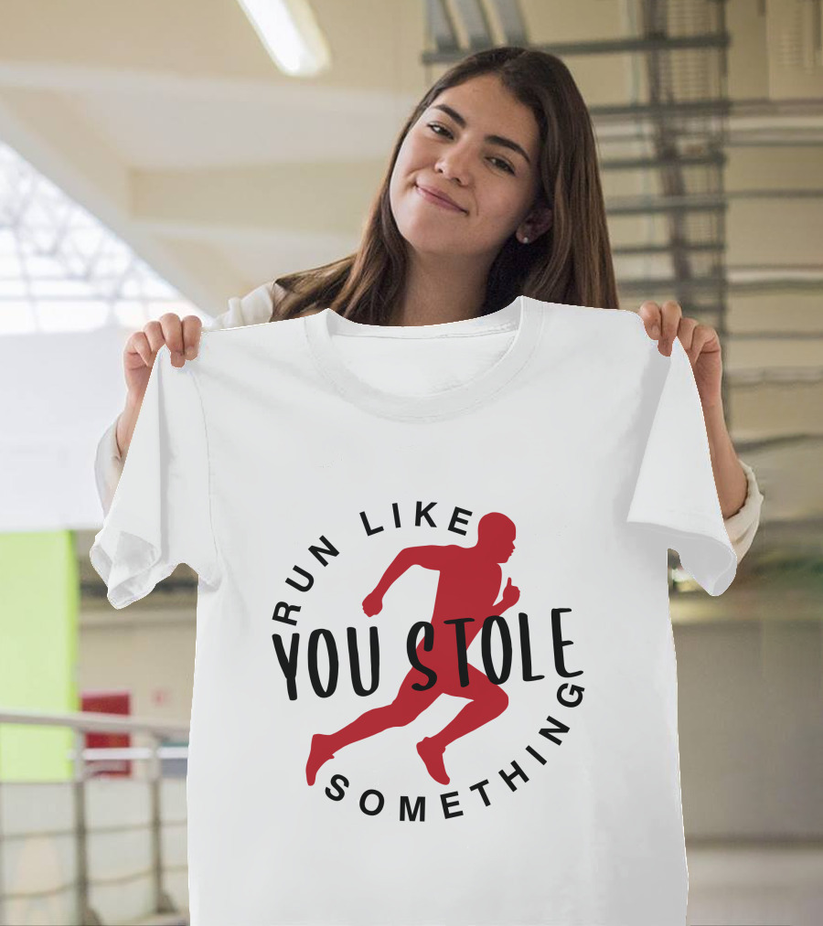 RUN LIKE YOU STOLE SOMETHING TRAIL RUNNING SILHOUETTE RED RUNNER T-Shirt