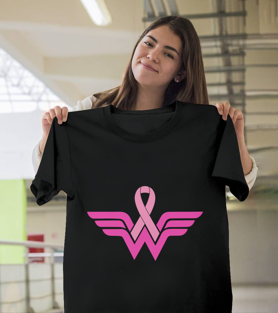 Wonder Woman Breast Cancer Awareness Ribbon T-Shirt