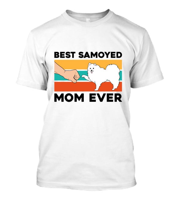 Best Samoyed Mom Ever Fist Bump Vintage Stripes T-Shirt