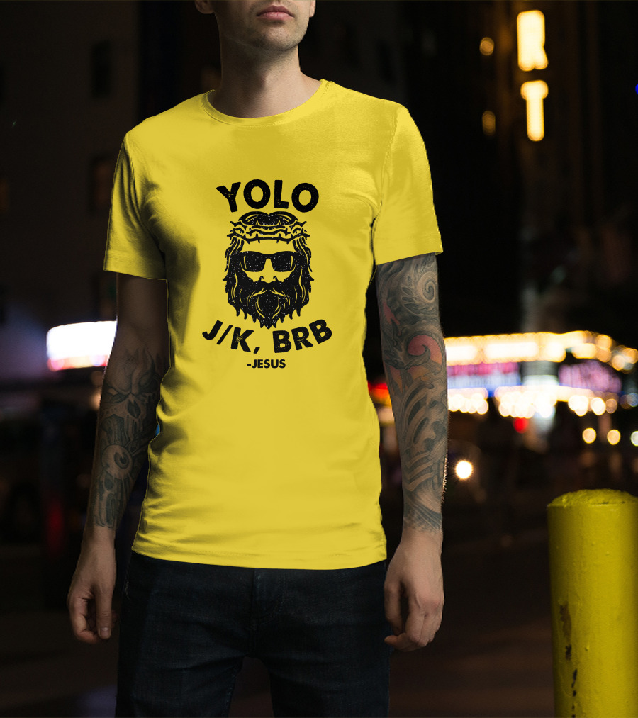 YOLO JK BRB Jesus Sunglasses Crown Of Thorns T-Shirt