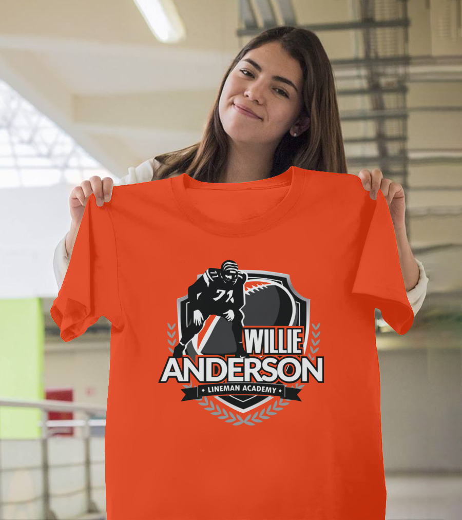 Willie Anderson Lineman Academy Football Shield T-Shirt