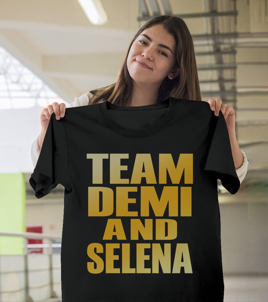 Team Demi And Selena Bold Gold Text T-Shirt