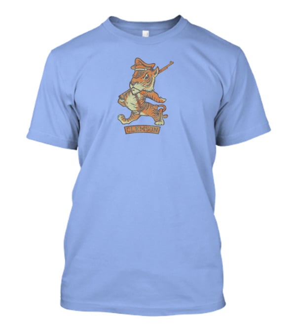 Clemson Tiger Mascot With Military Officer Hat And Rifle T-Shirt