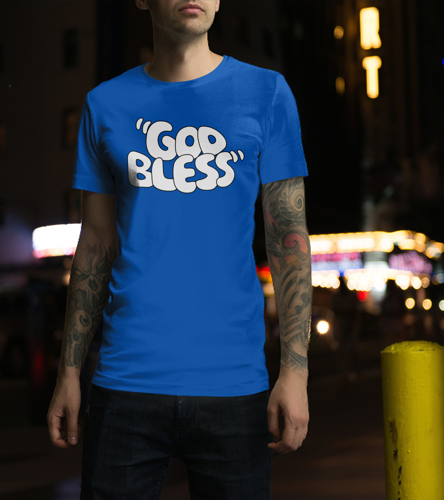 God Bless Text In Bubble Letters T-Shirt
