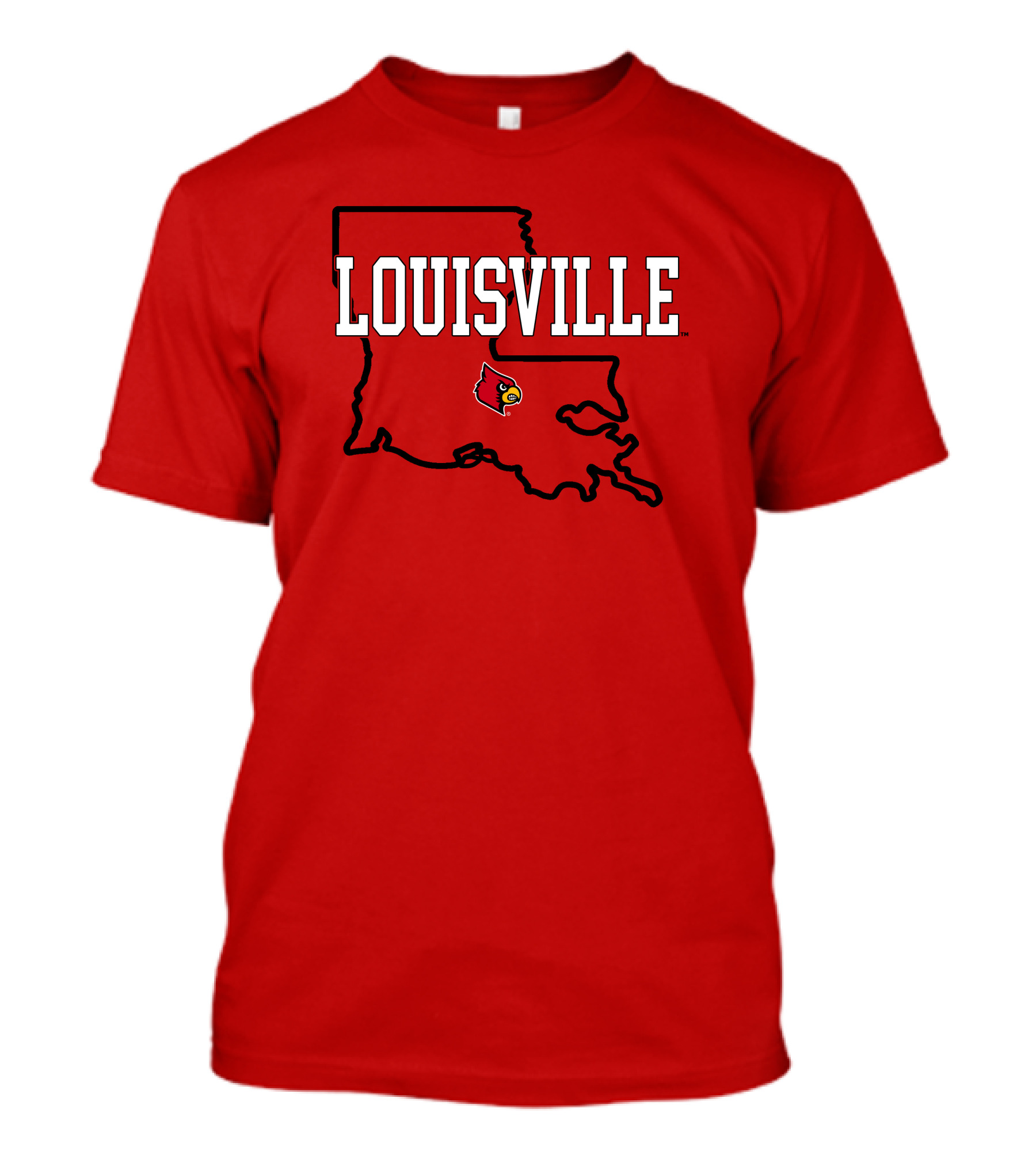 Louisville Cardinals Louisiana Map T-Shirt