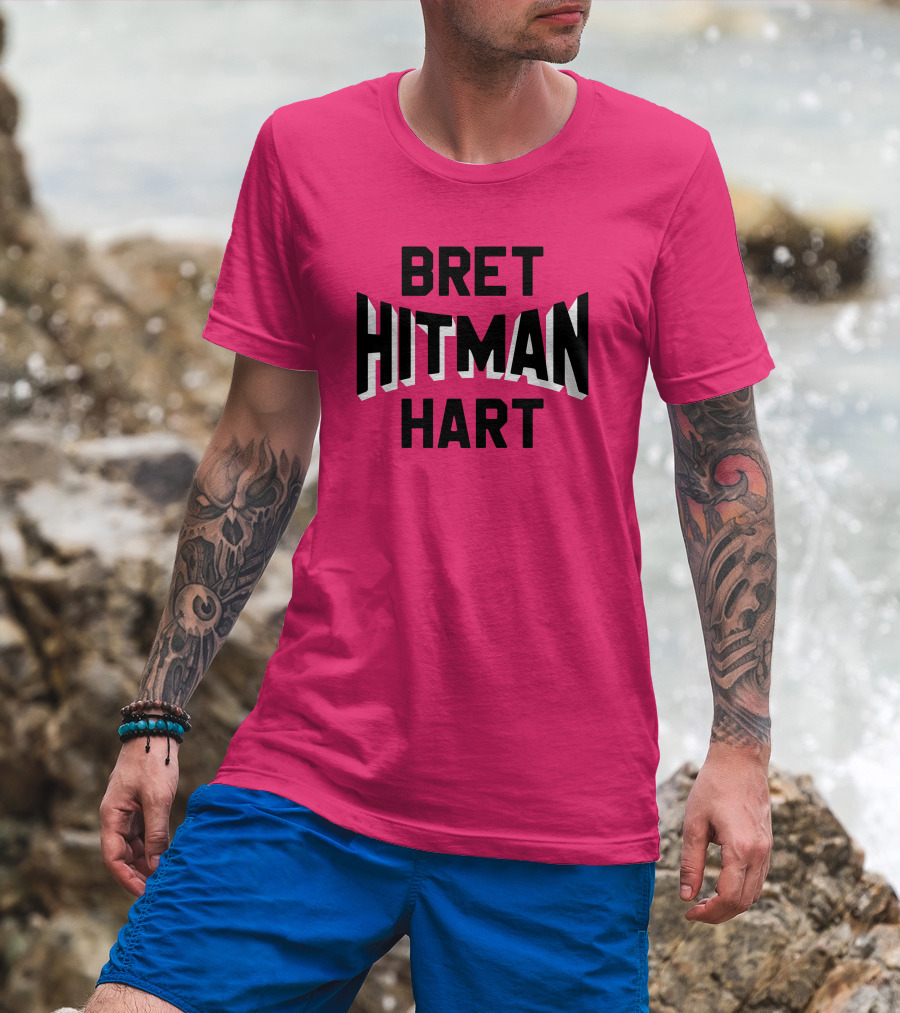 Roots Of Fight Bret Hitman Hart Pink T-Shirt