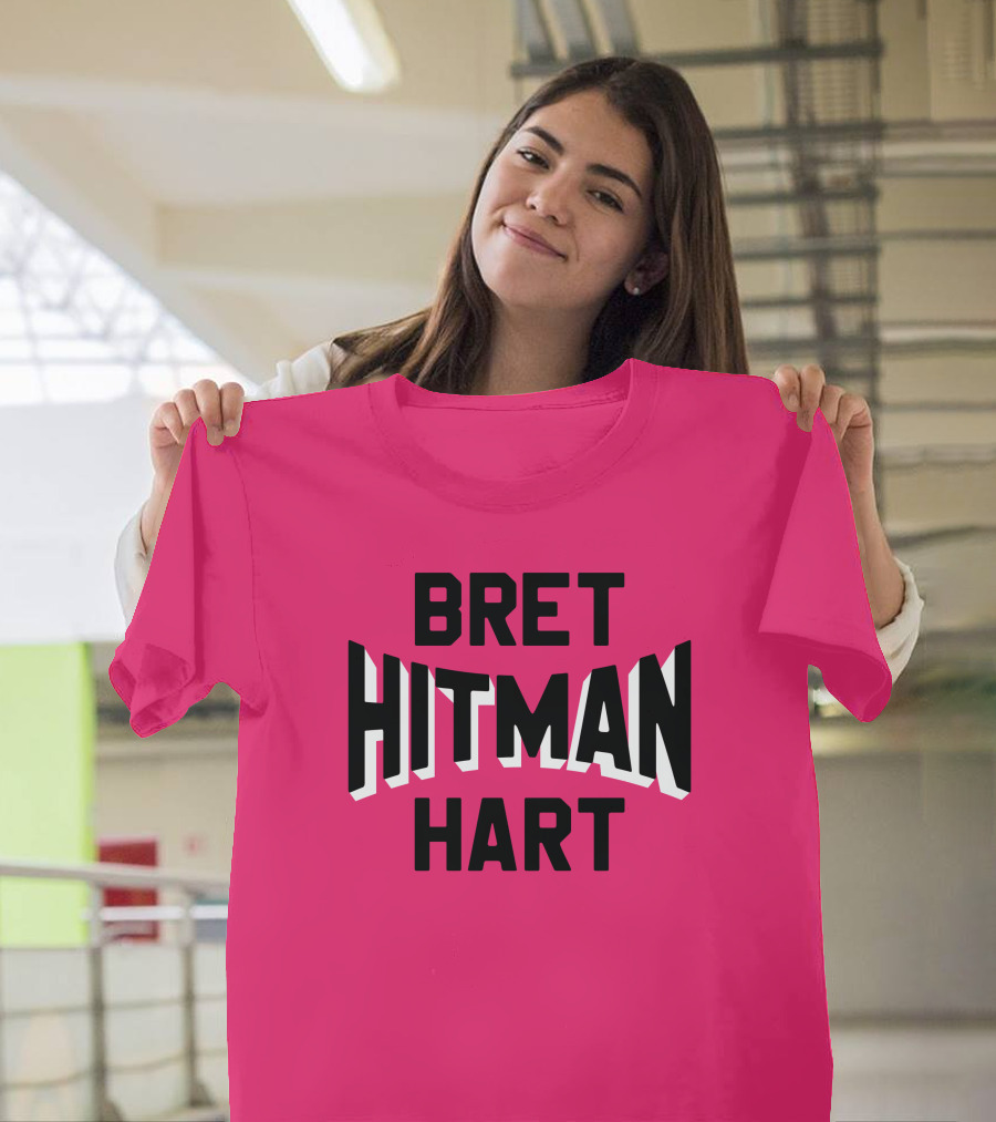Roots Of Fight Bret Hitman Hart Pink T-Shirt