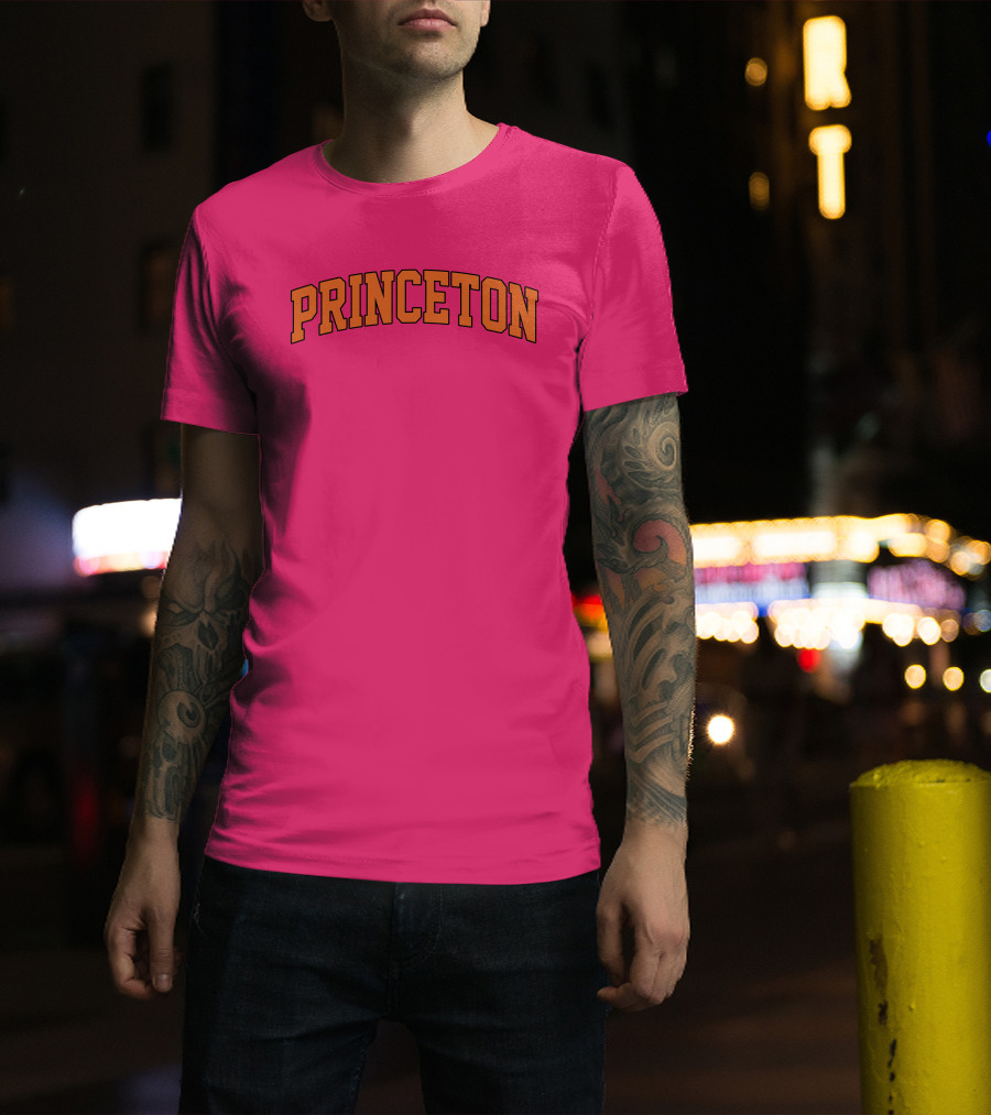 Princeton Arch Style Text Bold Pink Background T-Shirt