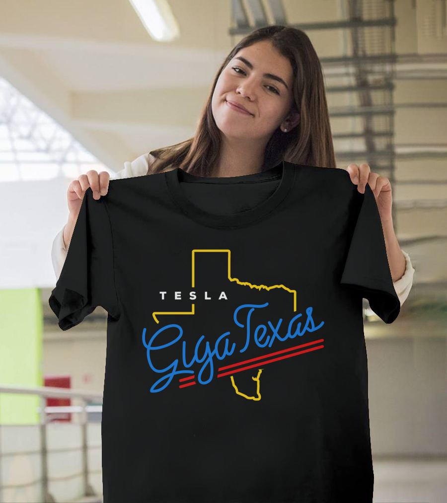Tesla Giga Texas Neon Outline T-Shirt