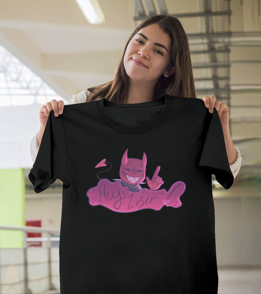 Gutsluvr Signature Hey Loser Devilish Pink Character Playful Gesture T-Shirt